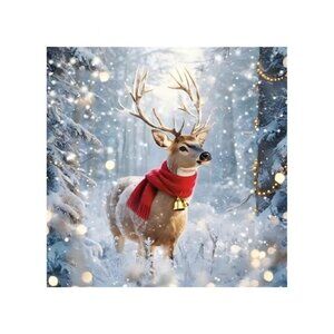 Christmas Deer Unframed Canvas Wall Art 16" X 16"